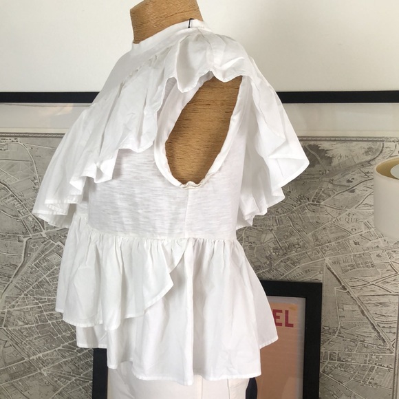 5 a 7 cinq a sept White Ruffled Women's Top Size S - Picture 7 of 13